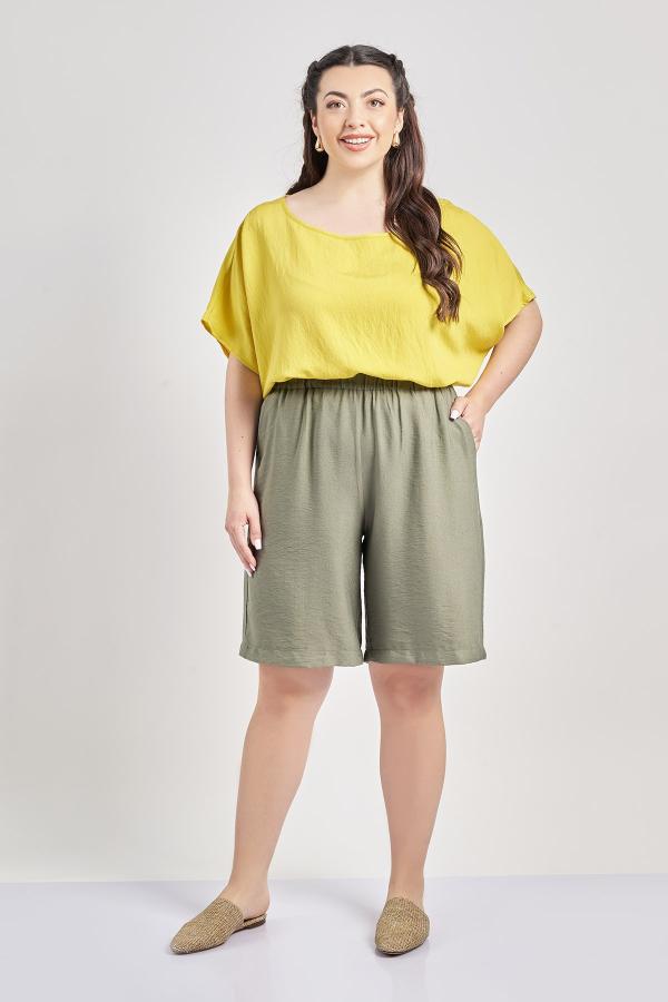 Βερμούδα με τσέπες όψη λινό