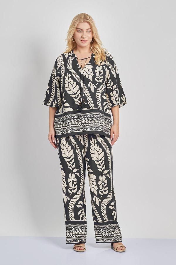 Παντελόνα βισκόζης σε botanical print