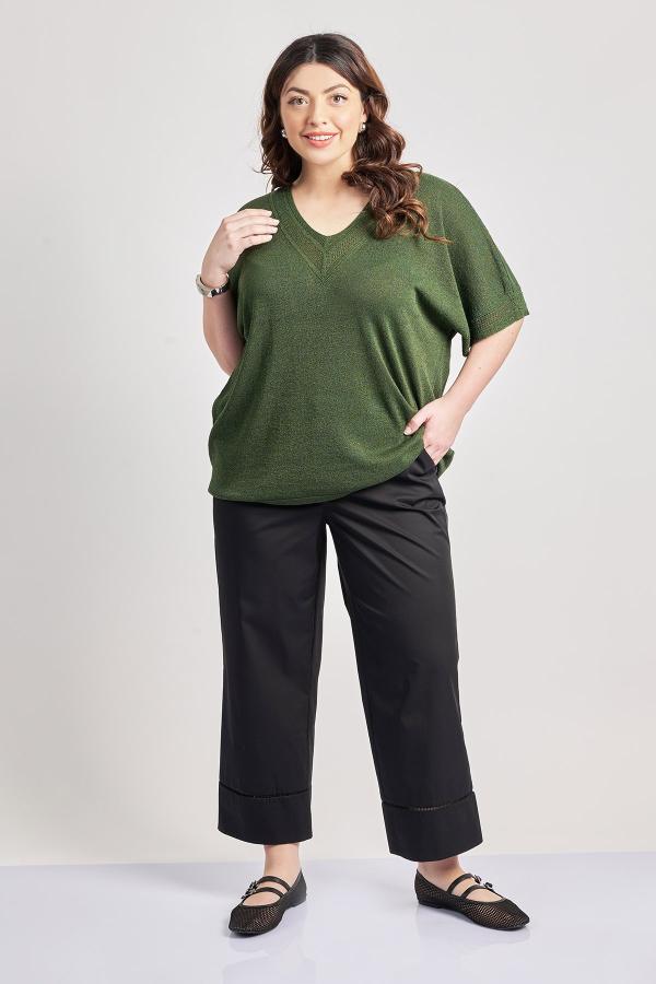 Παντελόνι cropped καμπαρντίνα με τρέσα