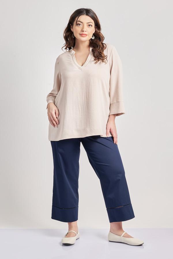 Παντελόνι cropped καμπαρντίνα με τρέσα