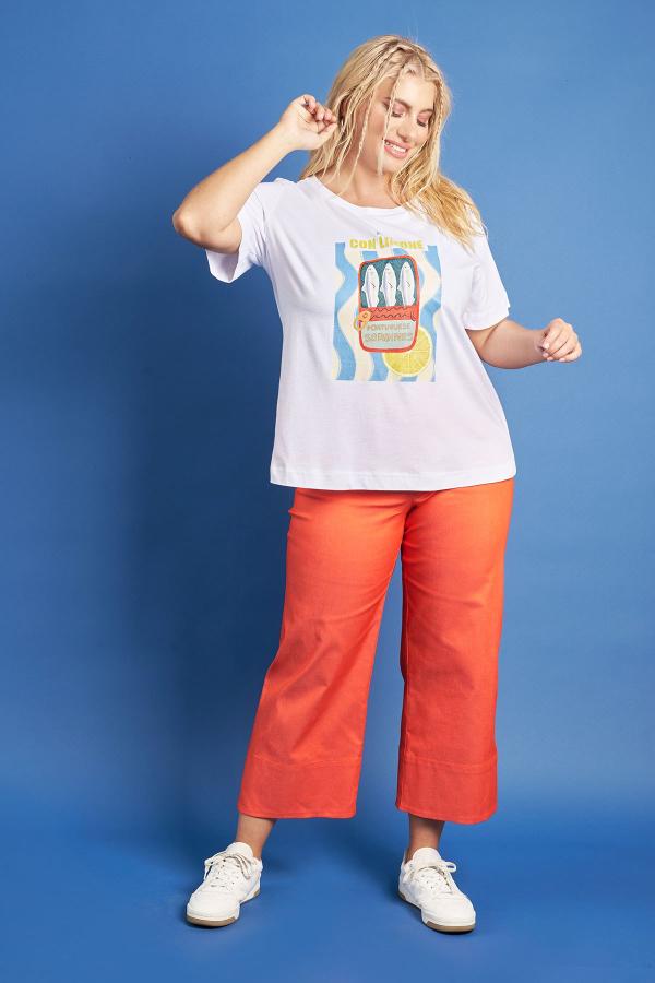 PRBT Παντελόνι χρωματιστό όψη τζιν cropped wide leg