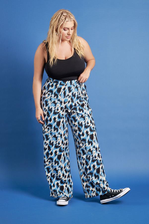 PRBT Παντελόνι εμπριμέ abstract animal print όψη λινό