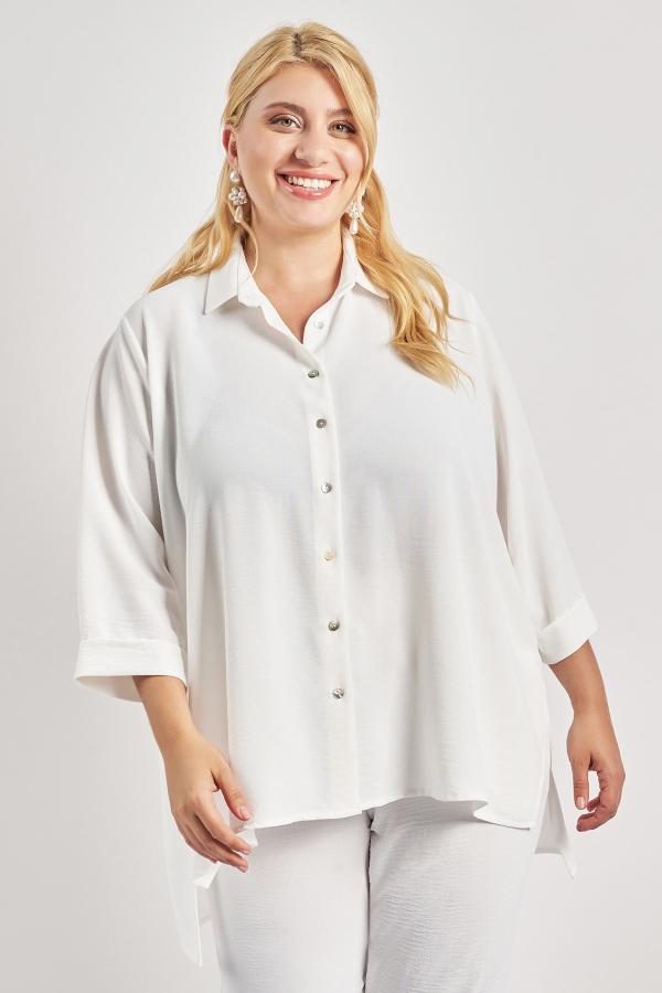 Πουκαμίσα ασύμμετρη washed ανάγλυφο