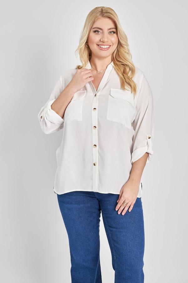 Πουκάμισο βισκόζη με τσεπάκια και κουμπιά ταρταρούγα