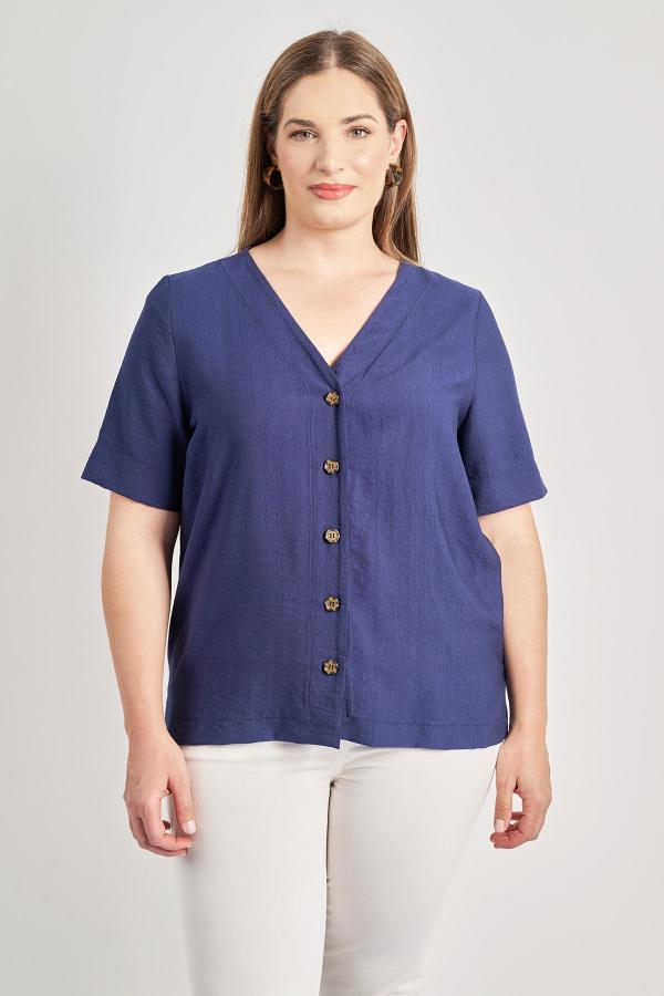 Πουκάμισο με κουμπιά ταρταρούγα όψη λινό