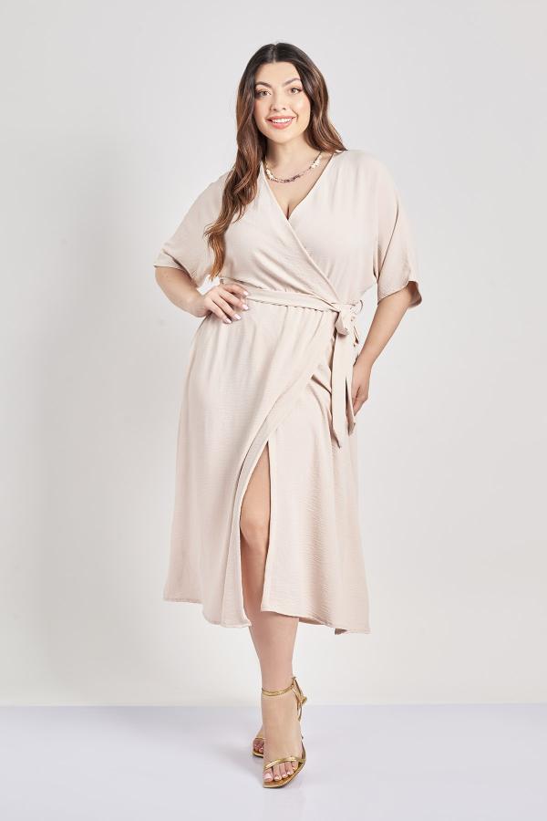 Κρουαζέ αέρινο φόρεμα με ζώνη washed ανάγλυφο