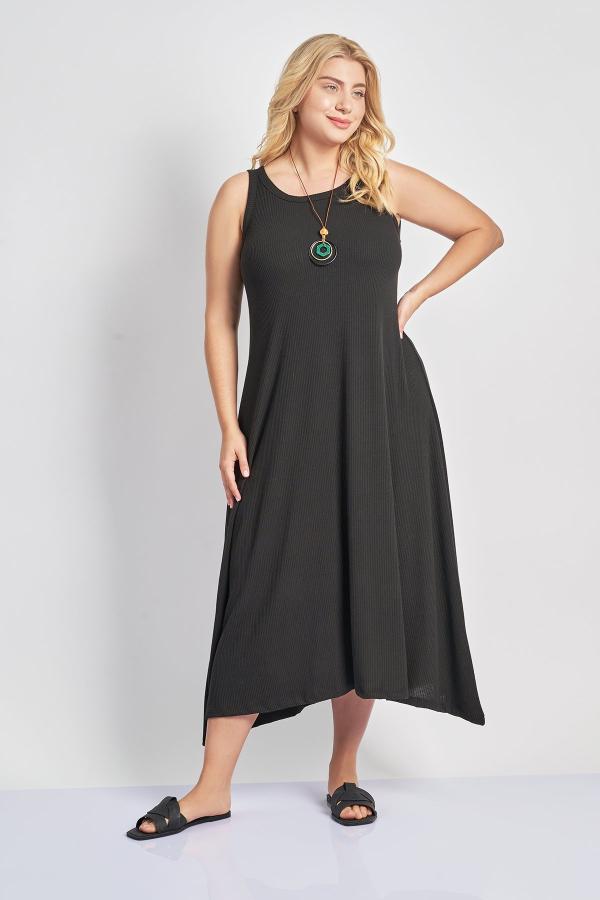 Αμάνικο ριπ μακρύ φόρεμα