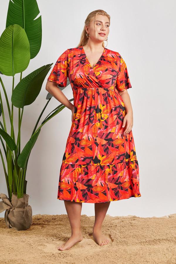 Φόρεμα κρουαζέ ελαστικό εμπριμέ φλοράλ