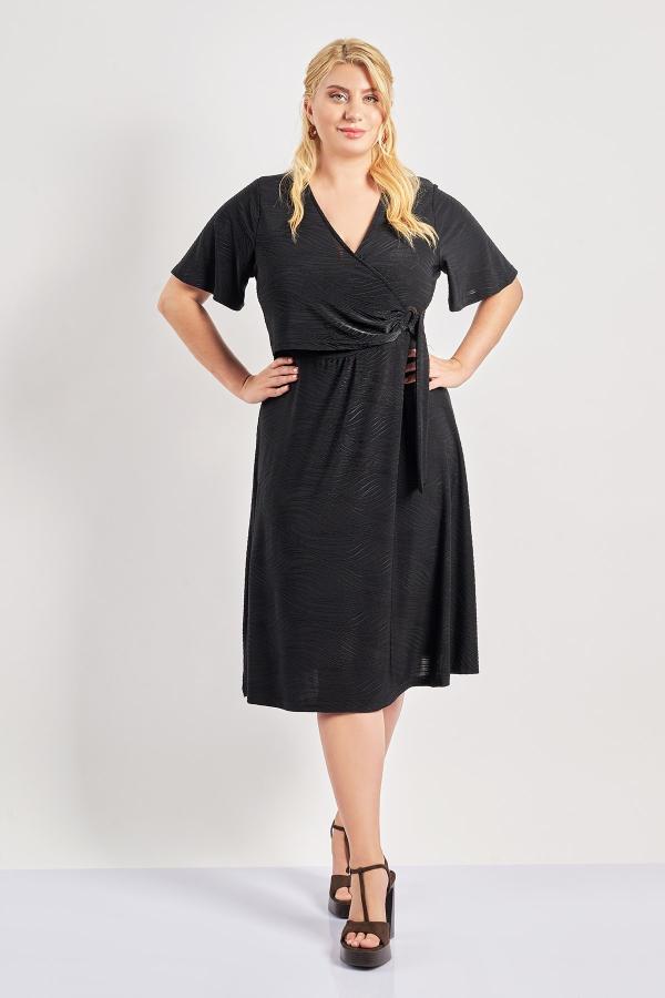 Φόρεμα κρουαζέ ελαστικό ζακάρ κυματιστό