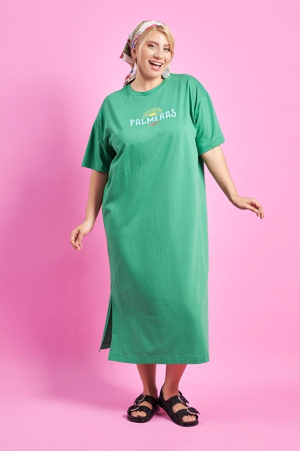 PRBT μάξι φόρεμα T-Shirt βαμβακερό με logo Palmeras