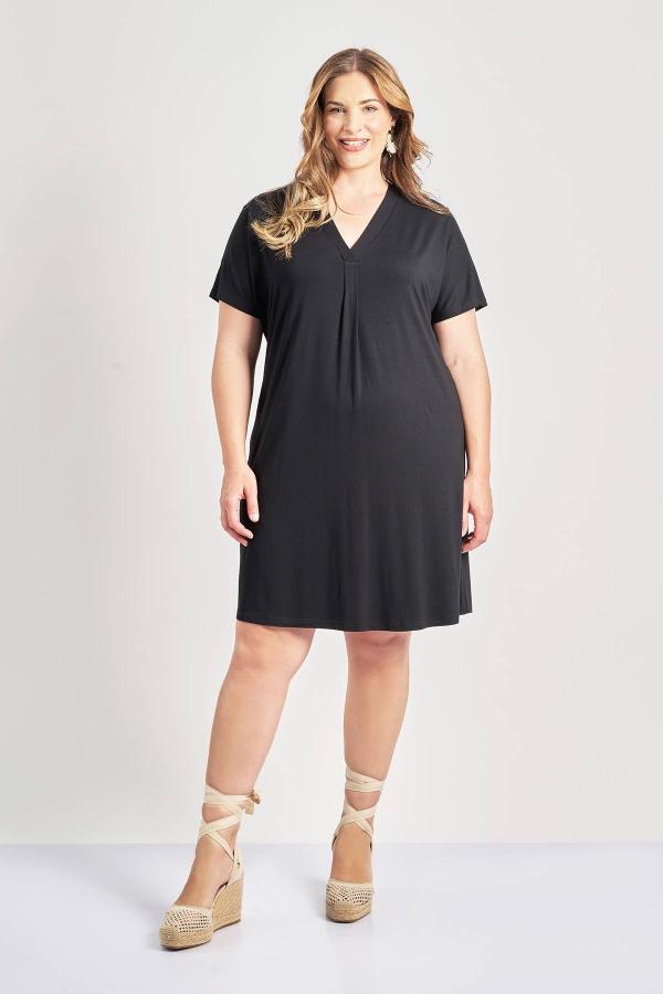 Μίντι φόρεμα βισκόζη σε άνετη γραμμή