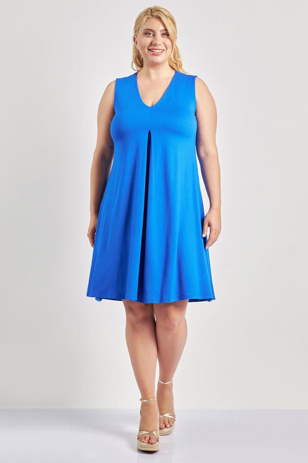 Αμάνικο φόρεμα ζέρσεϊ βισκόζη με πιέτα