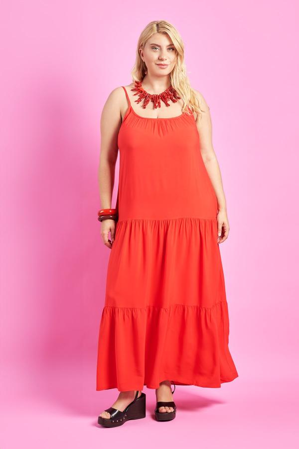 PRBT Maxi φόρεμα ρεγιόν με βολάν