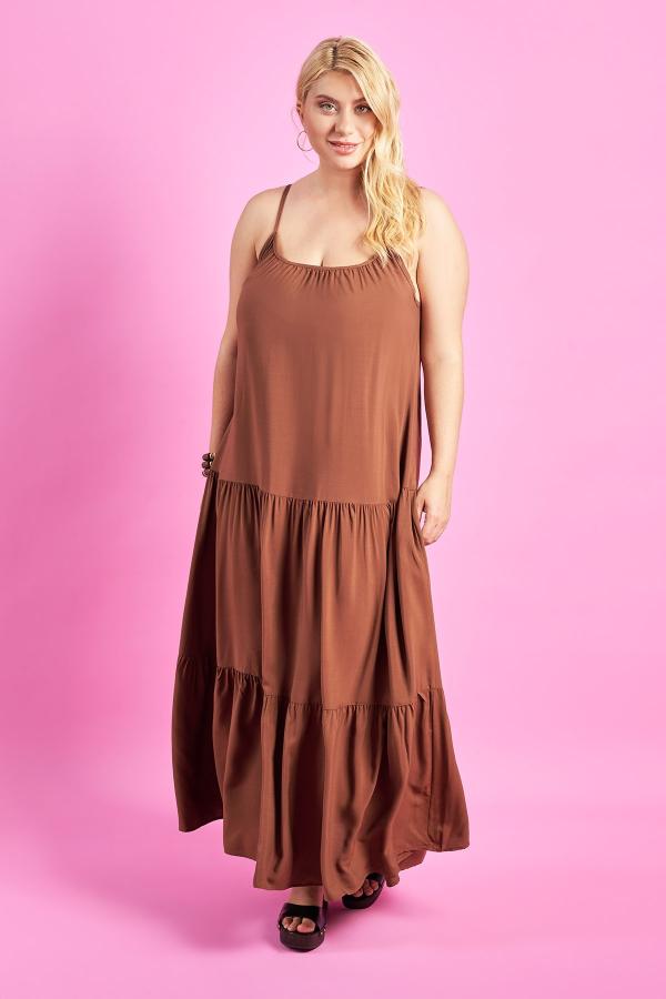 PRBT Maxi φόρεμα ρεγιόν με βολάν