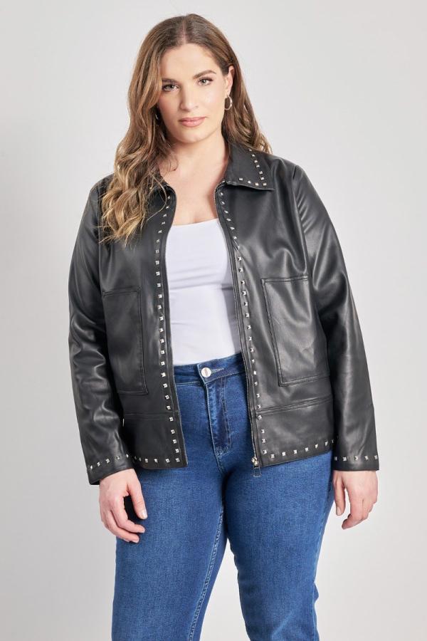 Μπουφάν δερματίνη με studs