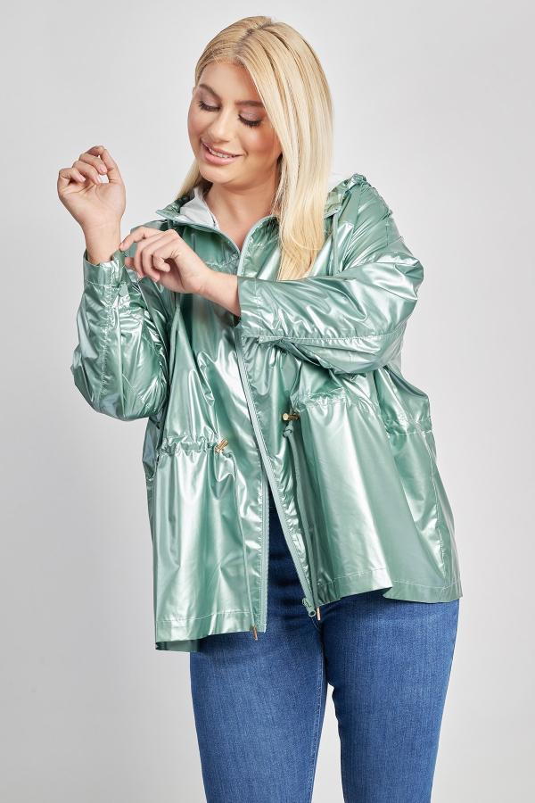 Αδιάβροχο παρκά μεταλιζέ με τσάντα-θήκη