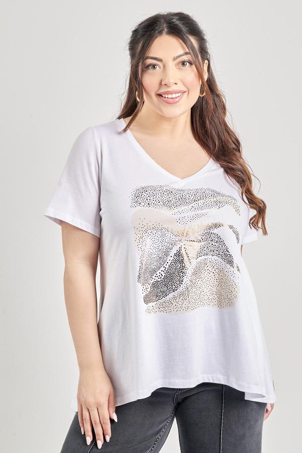 T-shirt βαμβακερό με abstract στάμπα