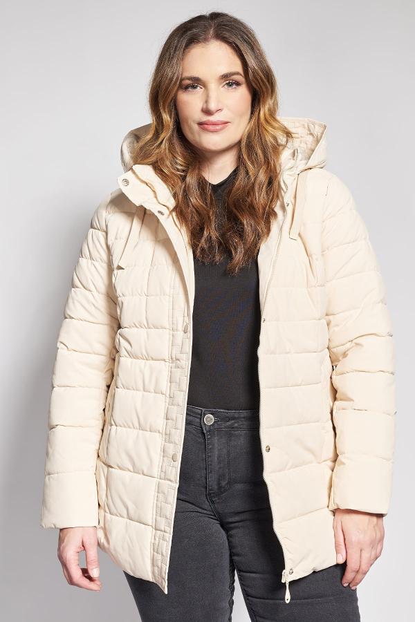 Καπιτονέ μπουφάν με κουκούλα και γούνινη επένδυση