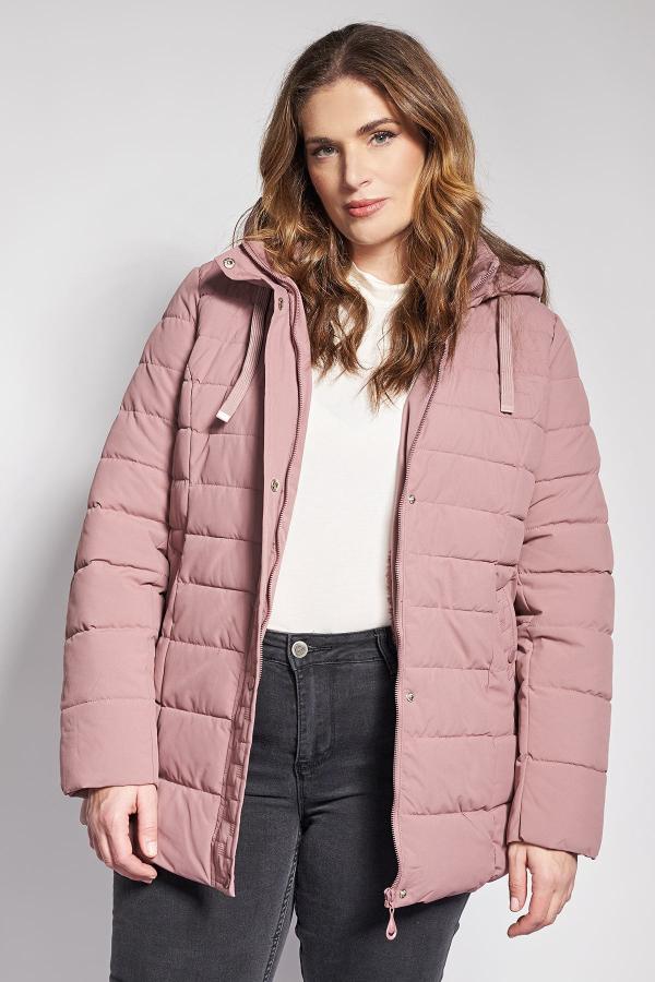 Καπιτονέ μπουφάν με κουκούλα και γούνινη επένδυση