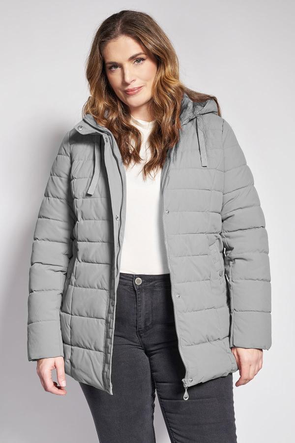 Καπιτονέ μπουφάν με κουκούλα και γούνινη επένδυση