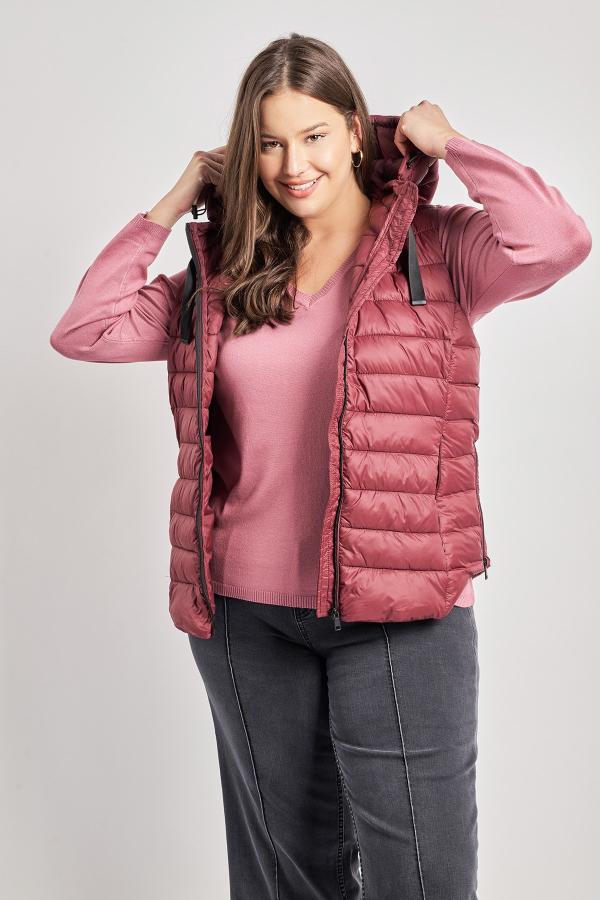 Αμάνικο καπιτονέ μπουφάν με κουκούλα