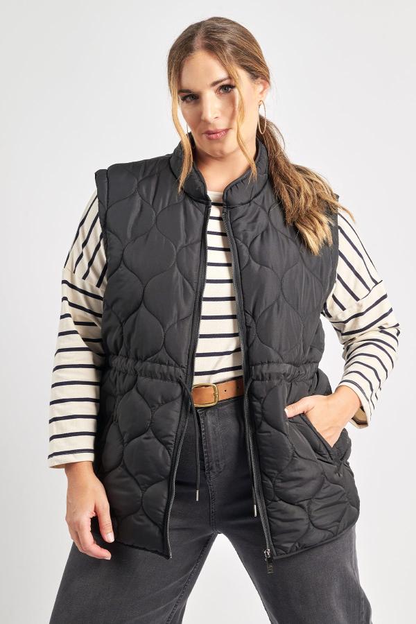 Αμάνικο καπιτονέ μπουφάν με σούρα στη μέση