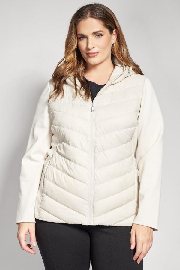 Καπιτονέ μπουφάν με κουκούλα και ελαστικά μανίκια