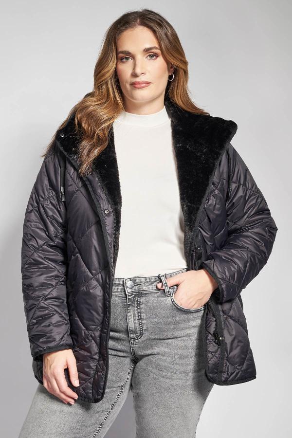 Καπιτονέ αδιάβροχο μπουφάν με κουκούλα και γούνινη επένδυση