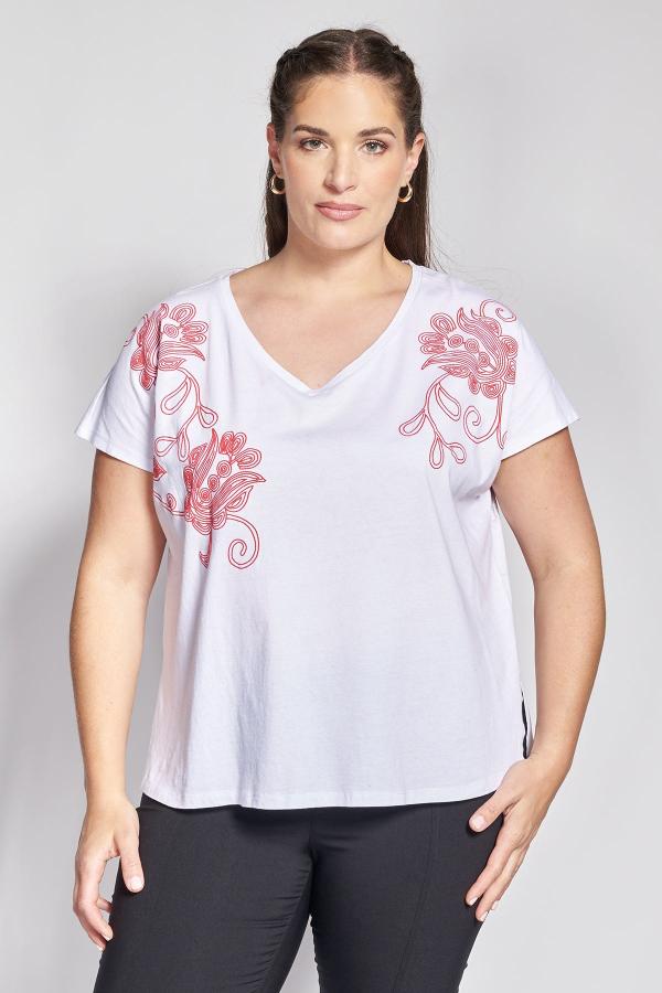 Βαμβακερό T-shirt με Φλοράλ σχέδιο