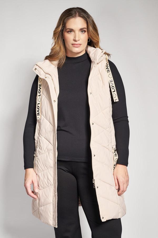 Αμάνικο μπουφάν με κουκούλα και κορδόνια με λογότυπο LOVE