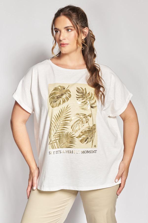 Βαμβακερό T-shirt με στάμπα foil