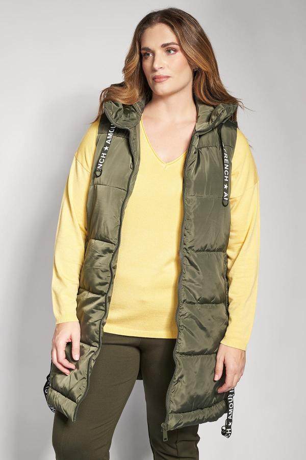 Μπουφάν αμάνικο με κουκούλα και κορδόνια με λογότυπο Amour is French