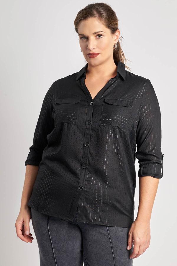 Πουκάμισο με τσέπες και lurex λεπτομέρειες VERO MODA