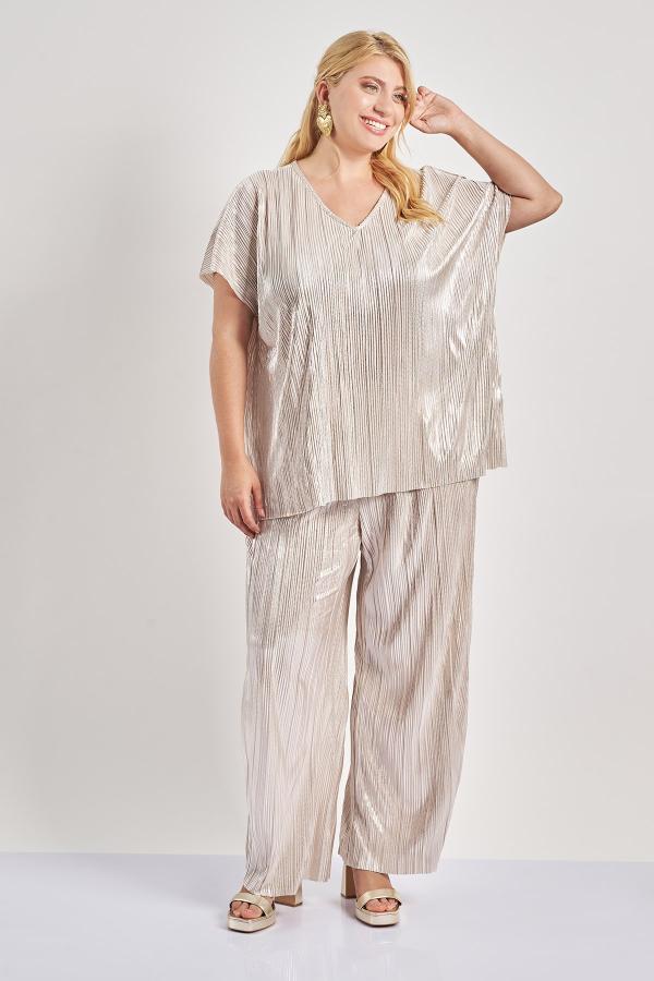 Βραδινή παντελόνα πλεκτή με φόιλ VERO MODA