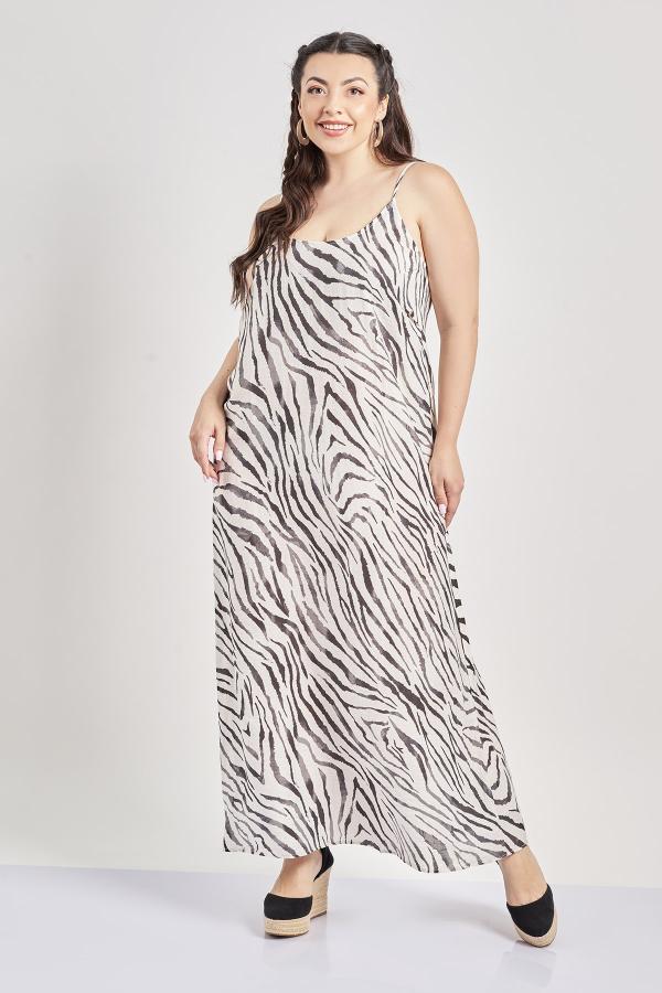 Μάξι φόρεμα με τιράντες εμπριμέ animal print VERO MODA