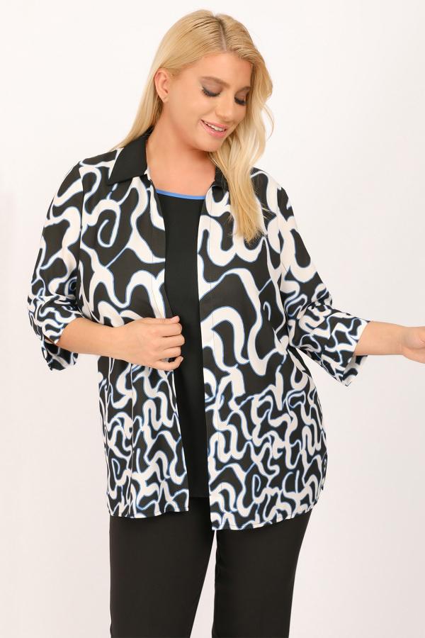 Βραδινή εμπριμέ πουκαμίσα με ενσωματωμένο τοπ