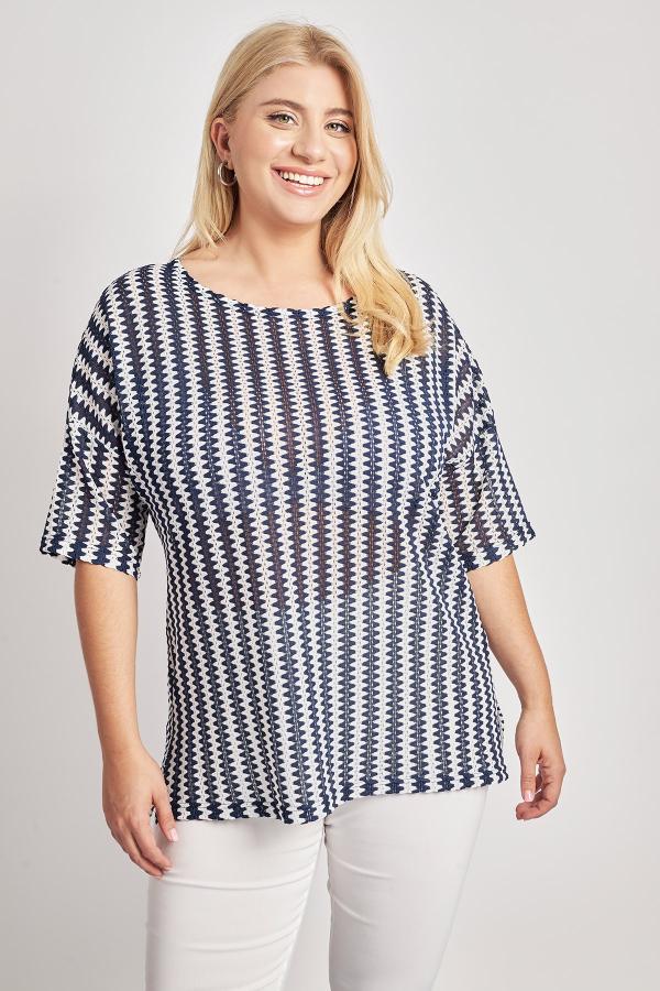 Μπλούζα ζακάρ όψη ριγέ