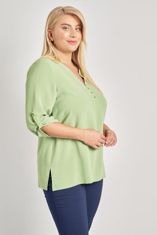 Μπλούζα με κουμπιά και μανίκια που μαζεύουν