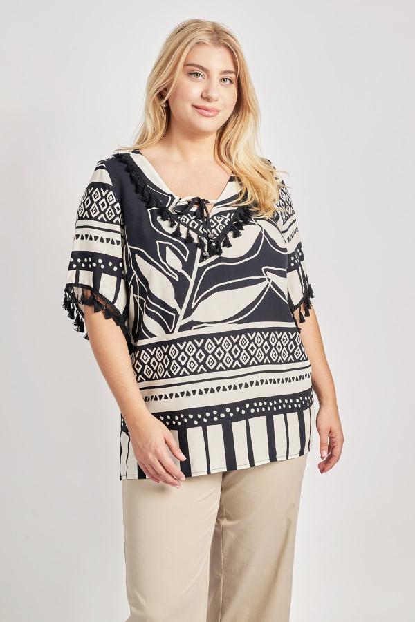Μπλούζα βισκόζη εμπριμέ boho