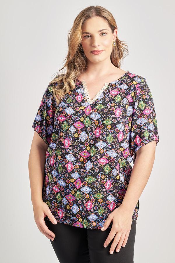 Μπλούζα εμπριμέ από ρεγιόν