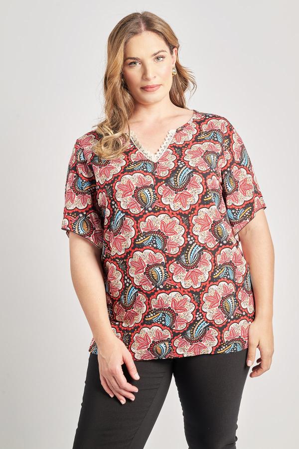 Μπλούζα εμπριμέ από ρεγιόν