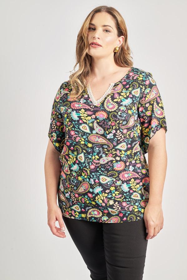 Μπλούζα εμπριμέ από ρεγιόν