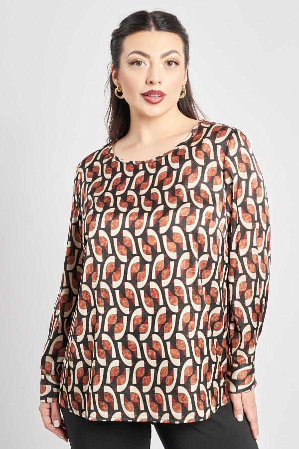 Μπλούζα σατινέ σε γεωμετρικό μοτίβο