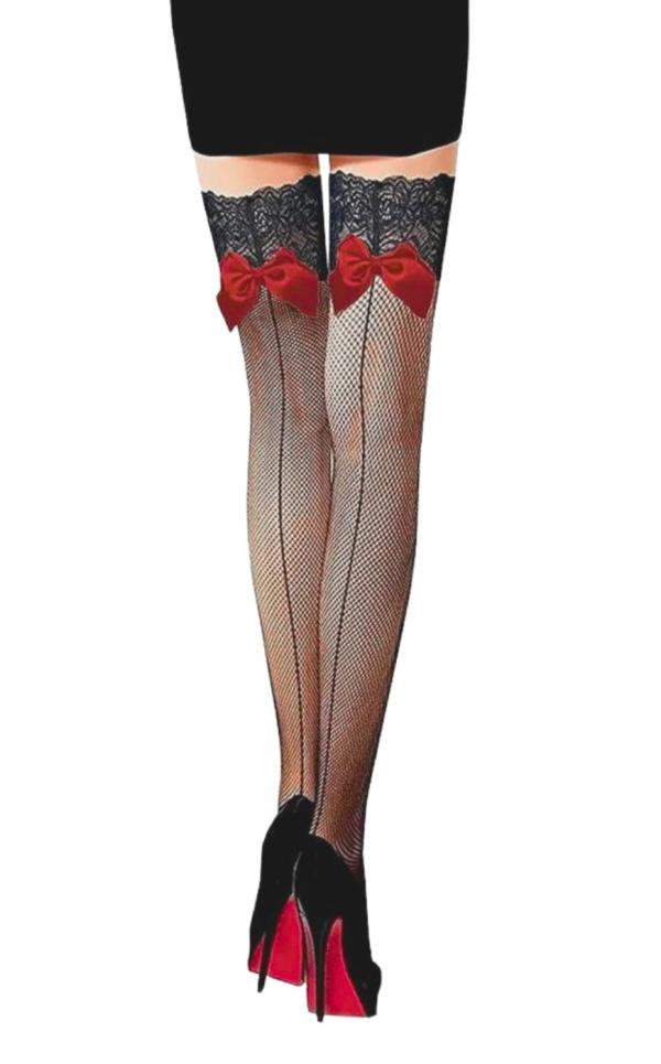Κάλτσα Δίχτυ με Φιόγκο - Μαύρο - KK9643-Μαύρο-One Size