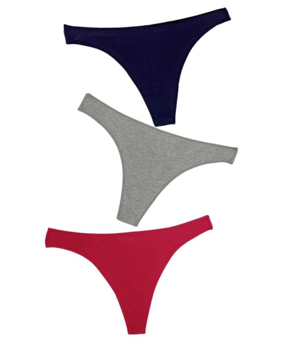 Σετ 3 Τεμαχίων Βαμβακερά Στρινγκ - Πολύχρωμο - S32172-Πολύχρωμο-S/M