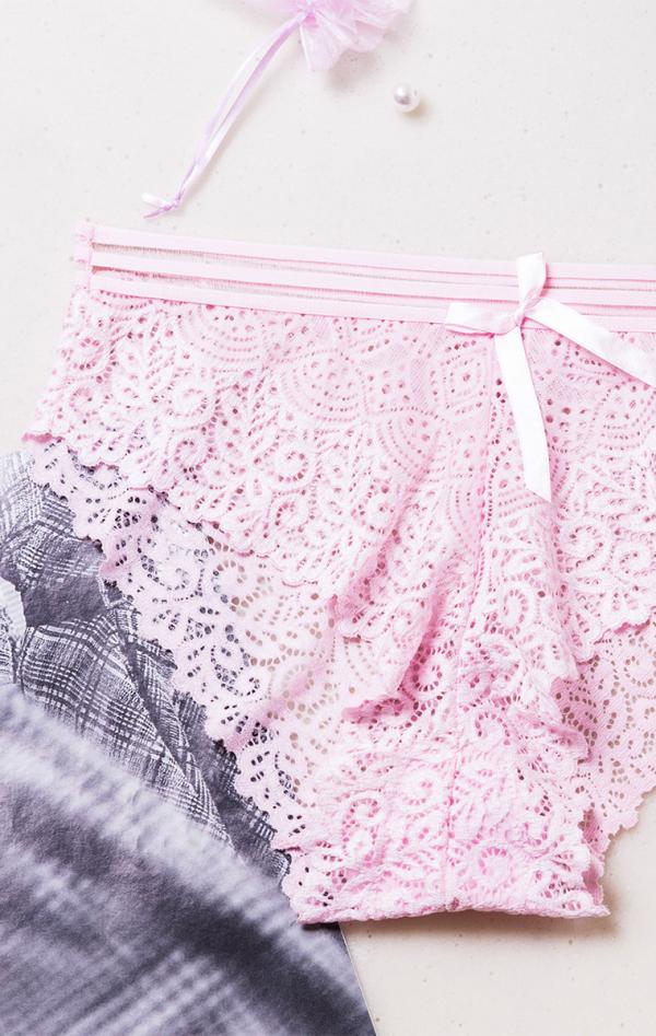 Δαντελένιο Ελαστικό Κιλοτάκι Brielle - Ροζ - LC37009-Ροζ-L