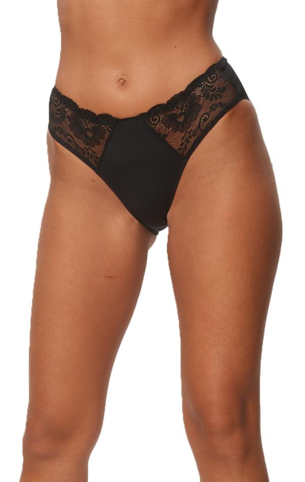 Ελαστικό Κιλοτάκι Χωρίς Ραφές Με Δαντέλα - Μαύρο - LC10970-Μαύρο-S