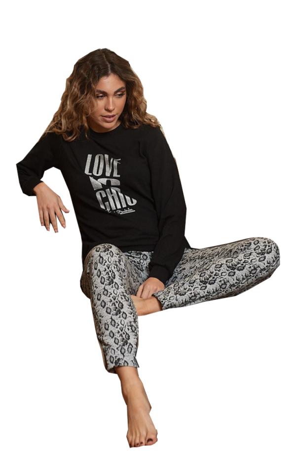 Βαμβακερή Πιτζάμα Homewear Balestra - Μαύρο-Γκρι - LC171-Μαύρο-Γκρι-L