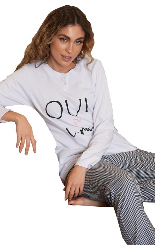 Βαμβακερή Πιτζάμα Italian Homewear Amour - Λευκό - LC9321-Λευκό-M
