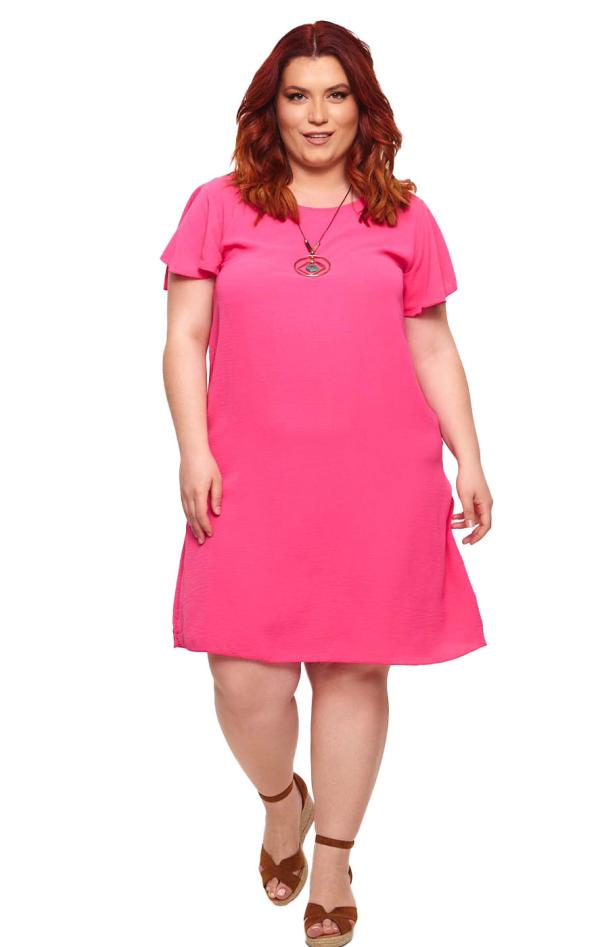 Plus Size Φόρεμα & Δώρο Κρεμαστό - Φουξ - LC0972-Φουξ-One Size